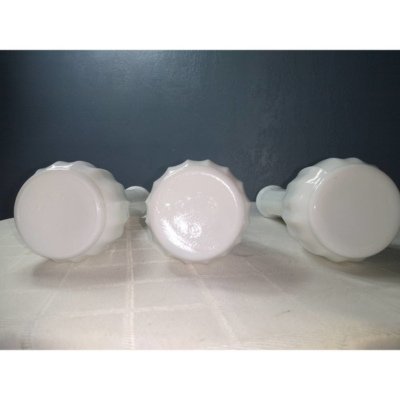 Milk glass tall bud vases (set of 3) - Picture 3 of 5
